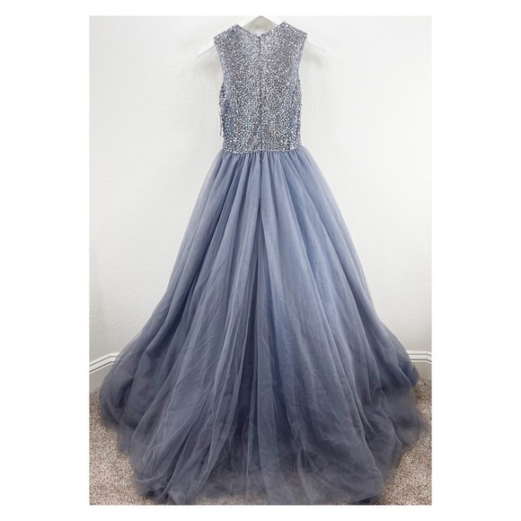Terani Rhinestone Bodice Charcoal Gray Prom Dress Tulle Gown Formal Size 2 NWT - Picture 13 of 14